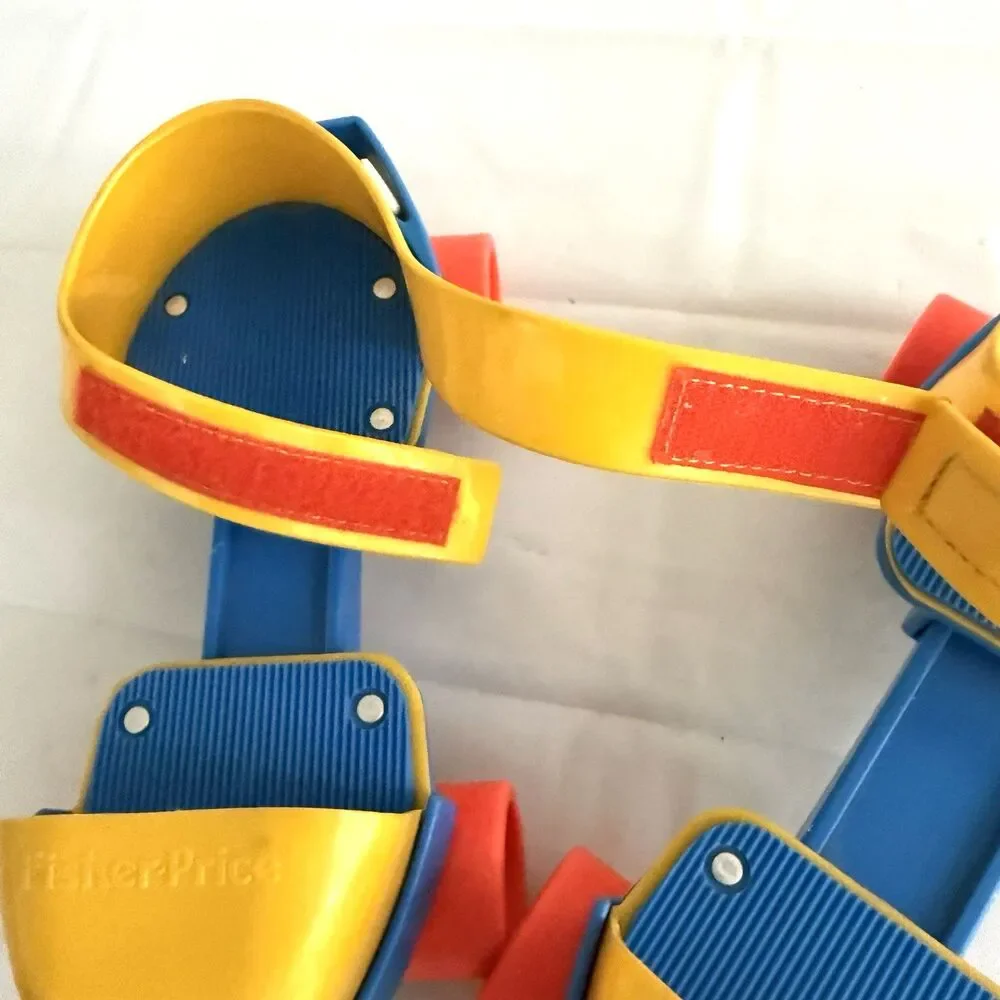 Vtg 80s Fisher Price 1-2-3 Grow With Me Roller Skates Adjustable Kids Yellow